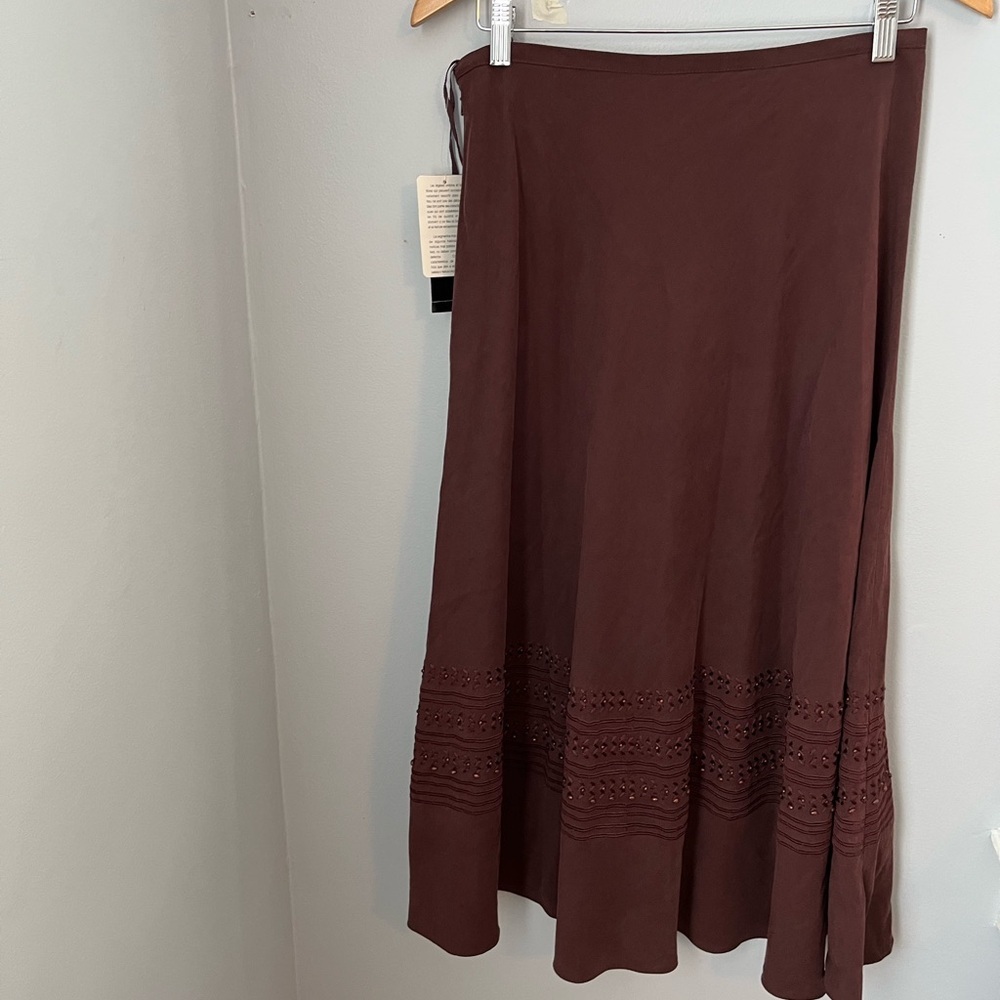 Jones New York Brown A-Line Midi Skirt with Pleats for Casual‎ Work
